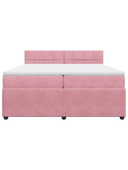 Box spring postel s matrací růžová 200x200 cm samet