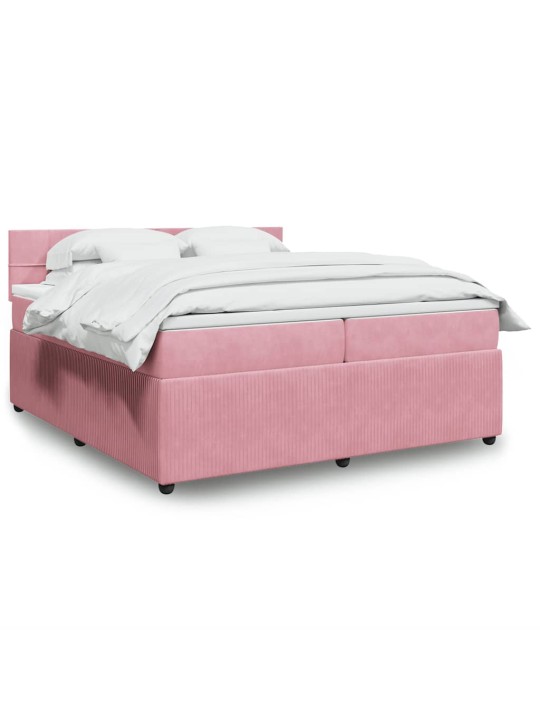 Box spring postel s matrací růžová 200x200 cm samet