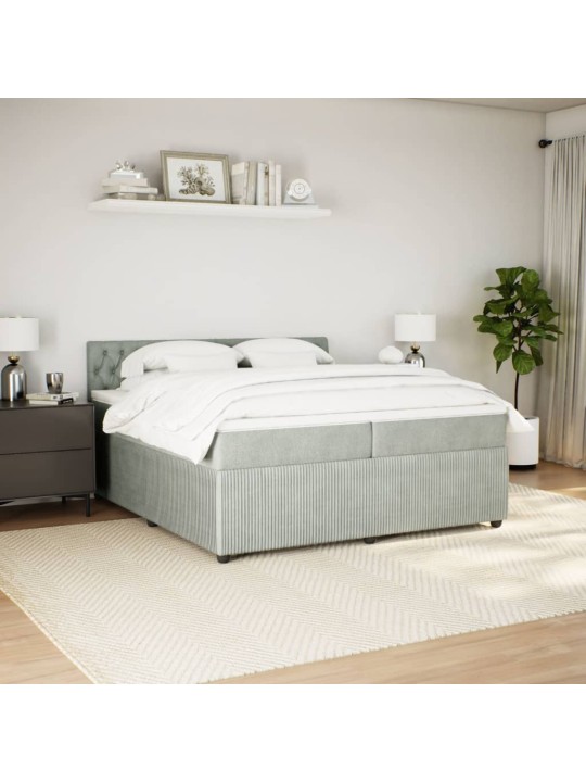 Box spring postel s matrací světle šedá 200x200 cm samet