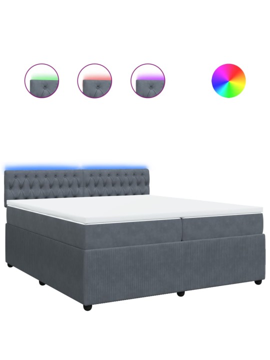 Box spring postel s matrací tmavě šedá 200x200 cm samet