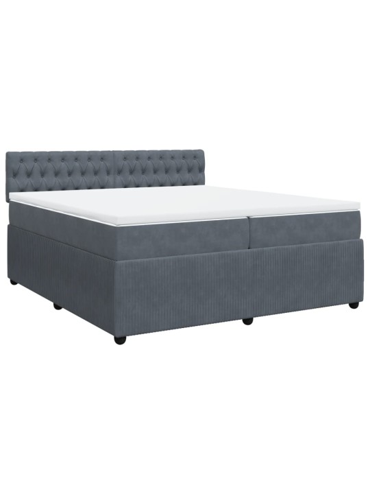 Box spring postel s matrací tmavě šedá 200x200 cm samet