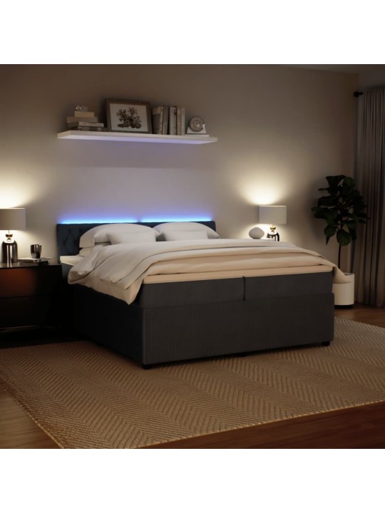 Box spring postel s matrací tmavě šedá 200x200 cm samet