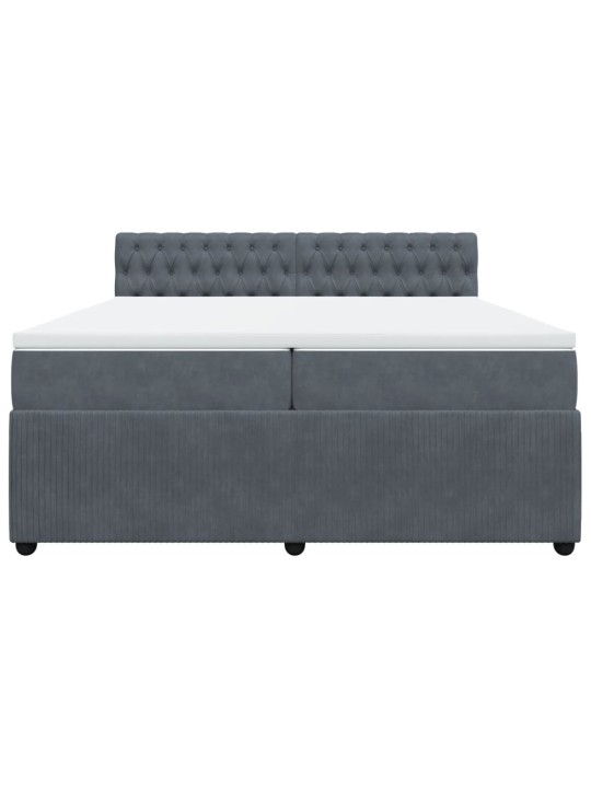 Box spring postel s matrací tmavě šedá 200x200 cm samet