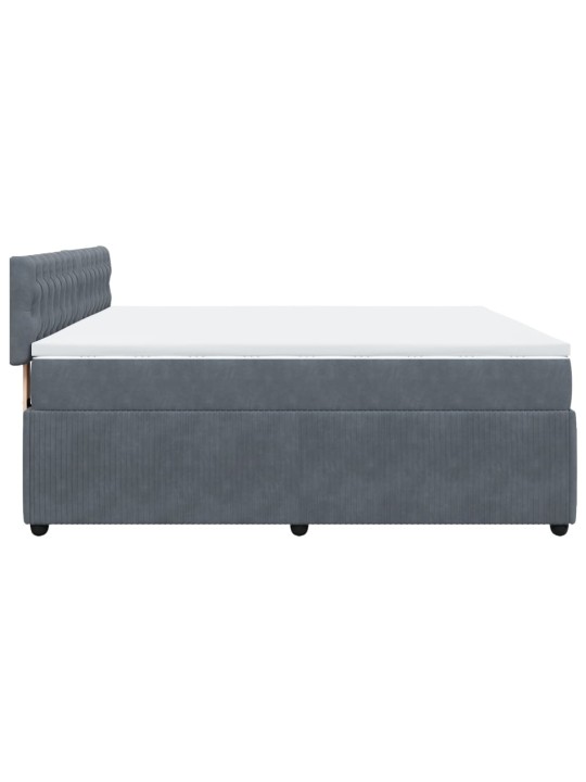 Box spring postel s matrací tmavě šedá 200x200 cm samet