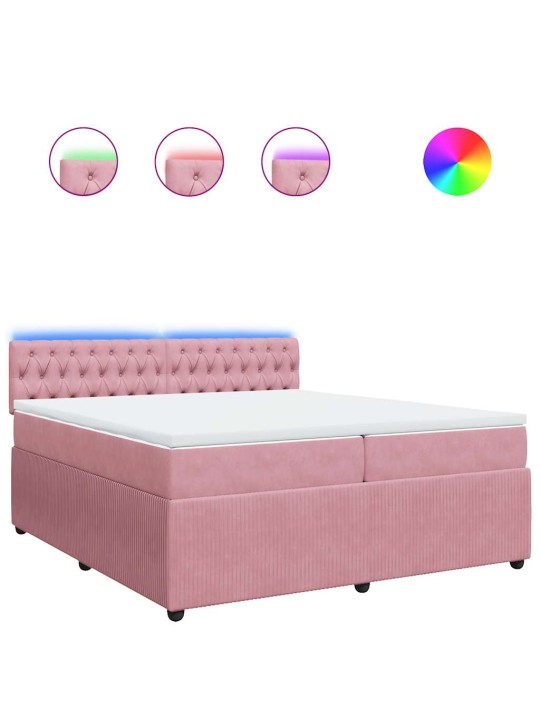 Box spring postel s matrací růžová 200x200 cm samet