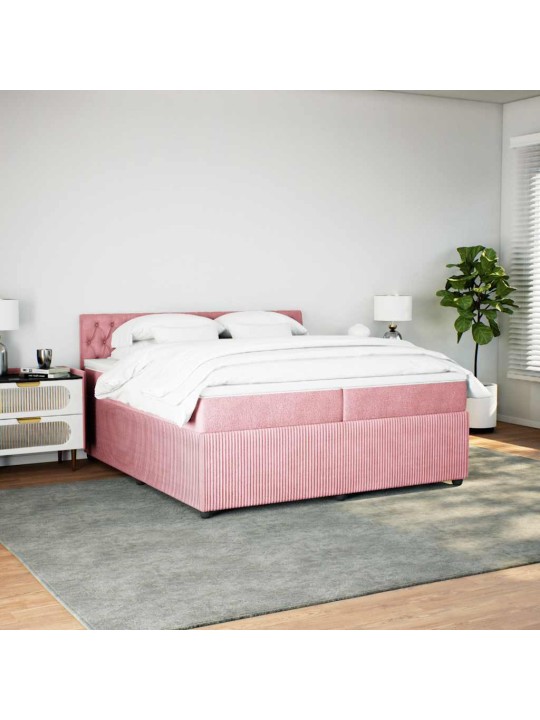 Box spring postel s matrací růžová 200x200 cm samet