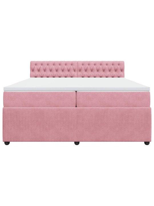 Box spring postel s matrací růžová 200x200 cm samet