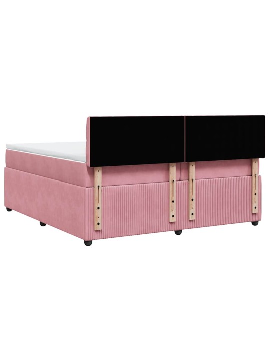 Box spring postel s matrací růžová 200x200 cm samet