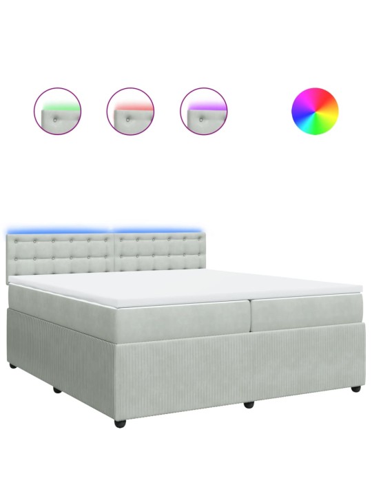 Box spring postel s matrací světle šedá 200x200 cm samet