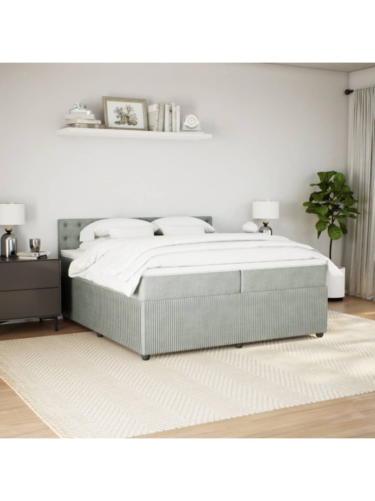 Box spring postel s matrací světle šedá 200x200 cm samet