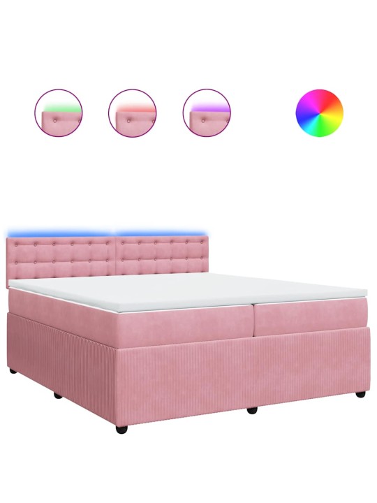 Box spring postel s matrací růžová 200x200 cm samet