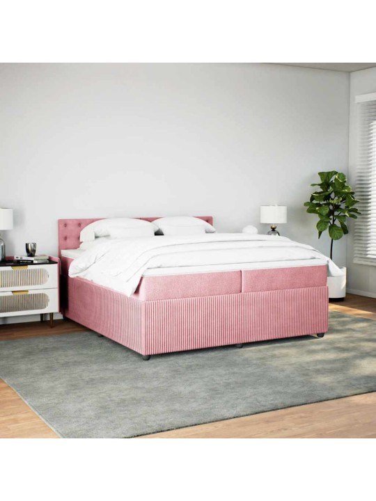 Box spring postel s matrací růžová 200x200 cm samet