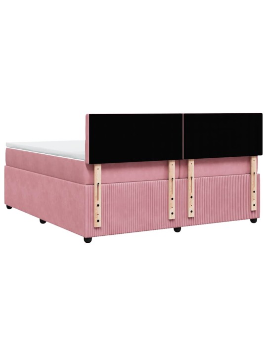 Box spring postel s matrací růžová 200x200 cm samet