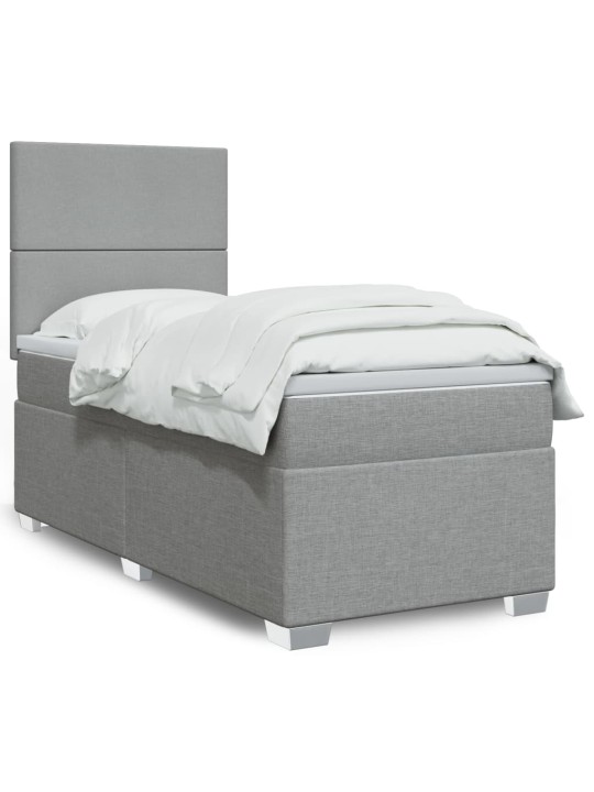 Box spring postel s matrací světle šedá 80 x 200 cm textil