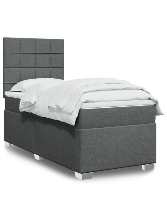 Box spring postel s matrací tmavě šedá 80 x 200 cm textil
