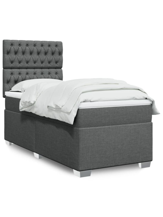 Box spring postel s matrací tmavě šedá 80 x 200 cm textil