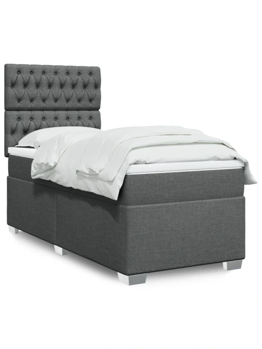 Box spring postel s matrací tmavě šedá 80 x 200 cm textil
