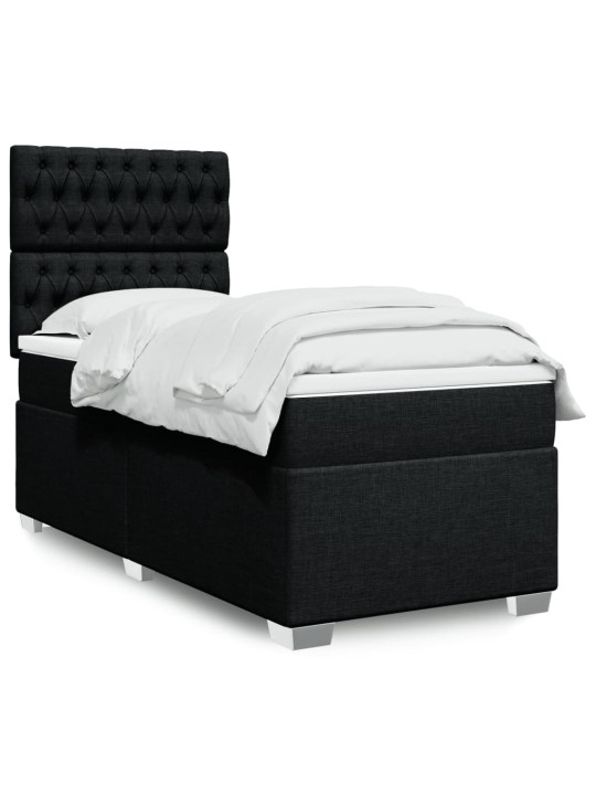 Box spring postel s matrací černá 80 x 200 cm textil