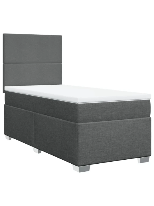 Box spring postel s matrací tmavě šedá 90x190 cm textil
