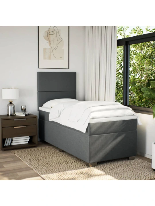 Box spring postel s matrací tmavě šedá 90x190 cm textil