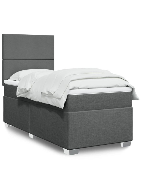 Box spring postel s matrací tmavě šedá 90x190 cm textil