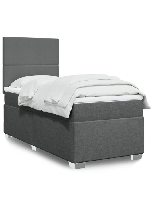 Box spring postel s matrací tmavě šedá 90x190 cm textil