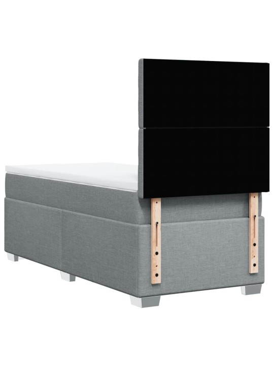 Box spring postel s matrací světle šedá 90x190 cm textil