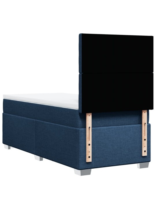 Box spring postel s matrací modrá 90x190 cm textil
