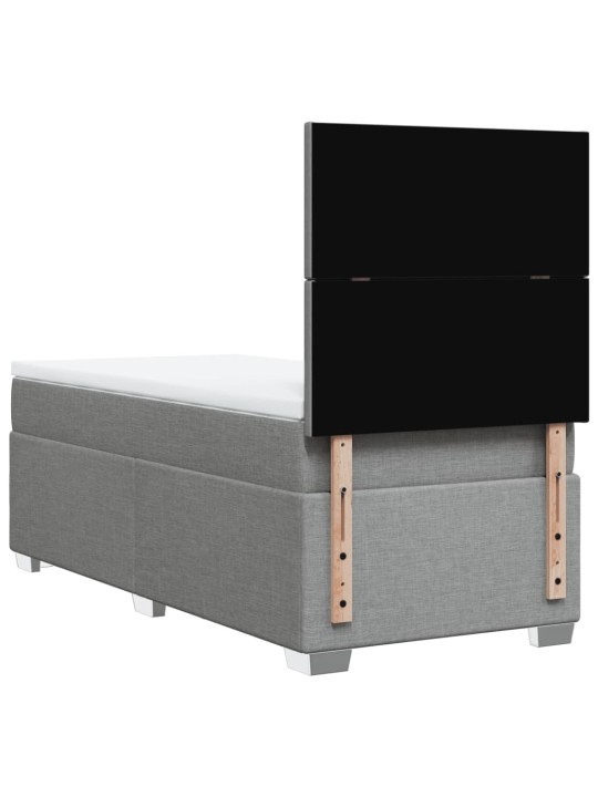 Box spring postel s matrací světle šedá 90x200 cm textil