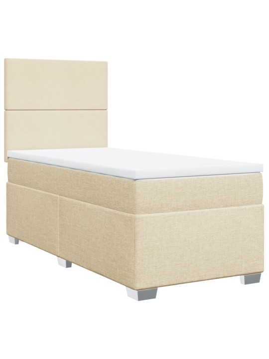 Box spring postel s matrací krémová 90x200 cm textil