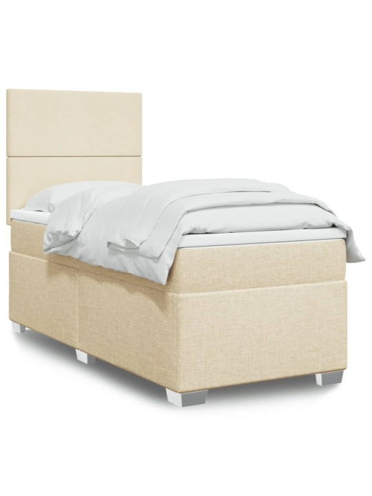 Box spring postel s matrací krémová 90x200 cm textil