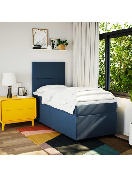 Box spring postel s matrací modrá 90x200 cm textil