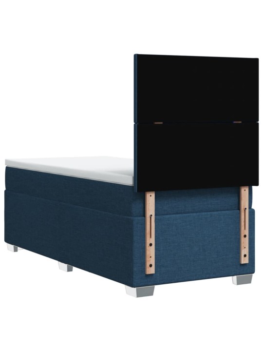 Box spring postel s matrací modrá 90x200 cm textil