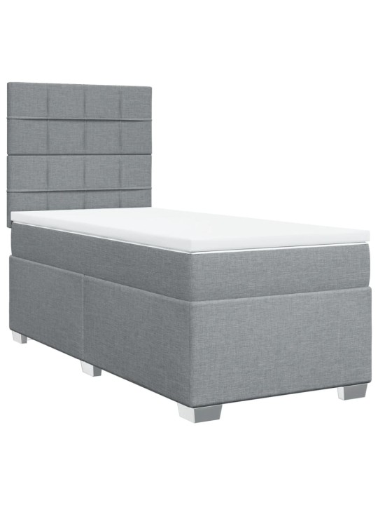 Box spring postel s matrací světle šedá 90x200 cm textil