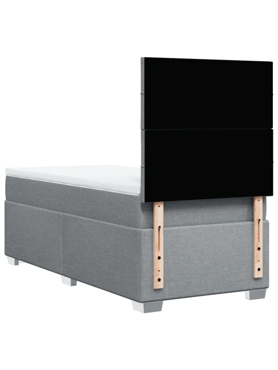 Box spring postel s matrací světle šedá 90x200 cm textil