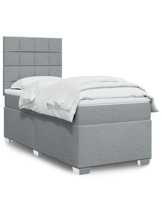 Box spring postel s matrací světle šedá 90x200 cm textil