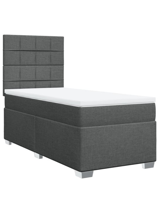 Box spring postel s matrací tmavě šedá 90x200 cm textil