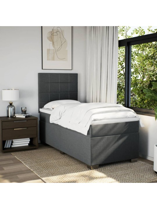 Box spring postel s matrací tmavě šedá 90x200 cm textil
