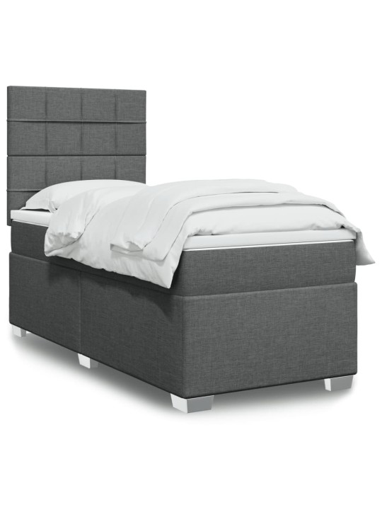 Box spring postel s matrací tmavě šedá 90x200 cm textil