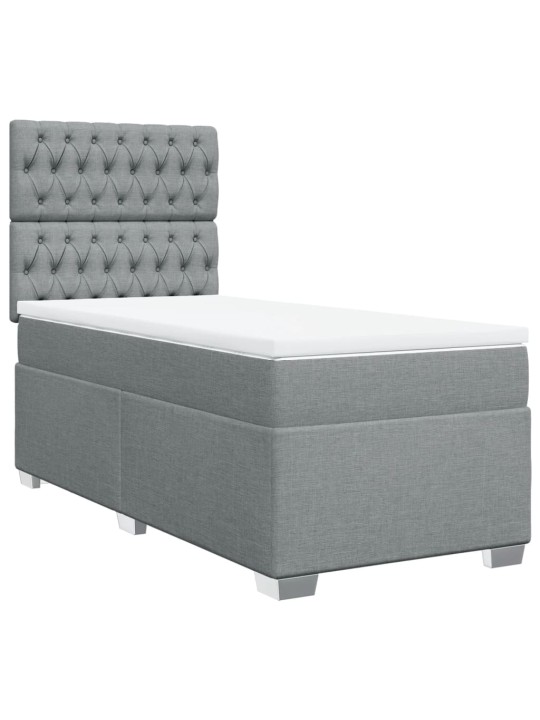 Box spring postel s matrací světle šedá 90x200 cm textil