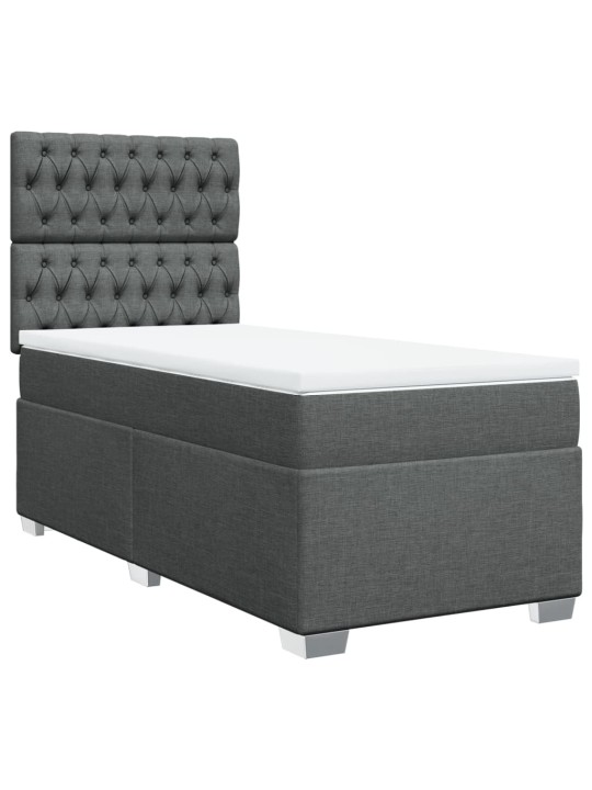 Box spring postel s matrací tmavě šedá 90x200 cm textil