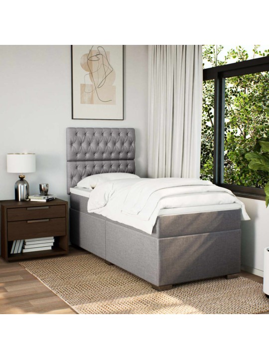 Box spring postel s matrací taupe 90x200 cm textil