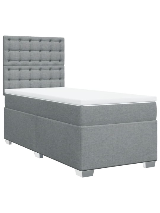 Box spring postel s matrací světle šedá 90x200 cm textil
