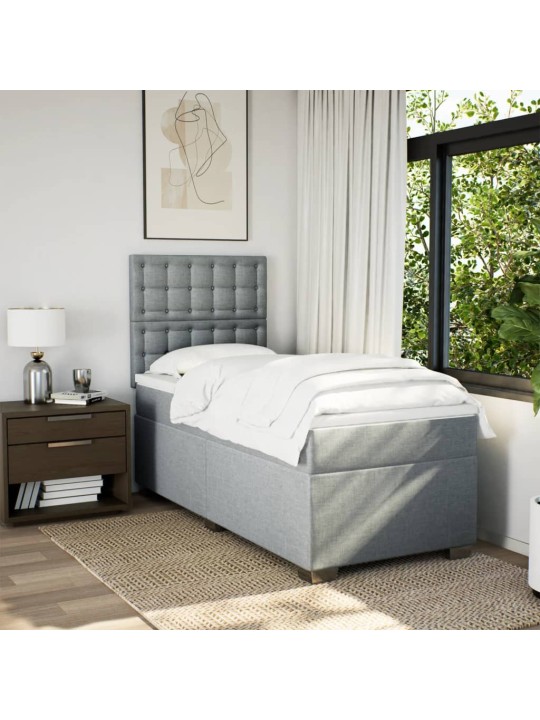 Box spring postel s matrací světle šedá 90x200 cm textil