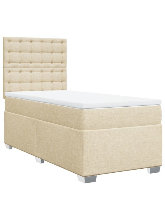 Box spring postel s matrací krémová 90x200 cm textil