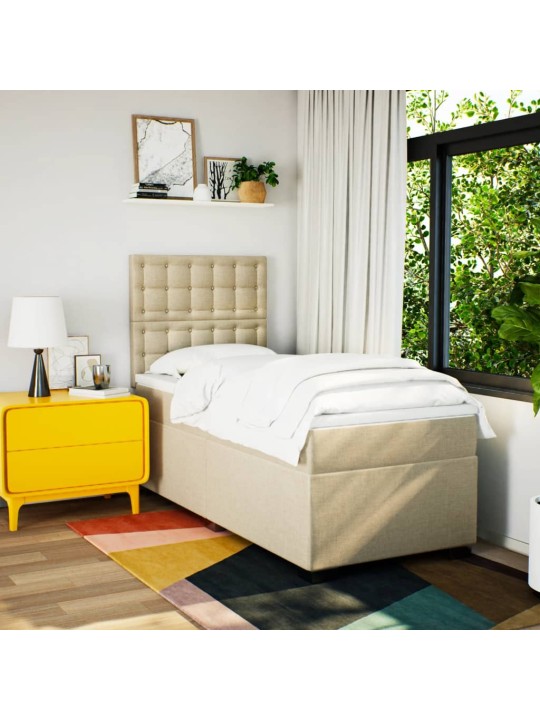 Box spring postel s matrací krémová 90x200 cm textil