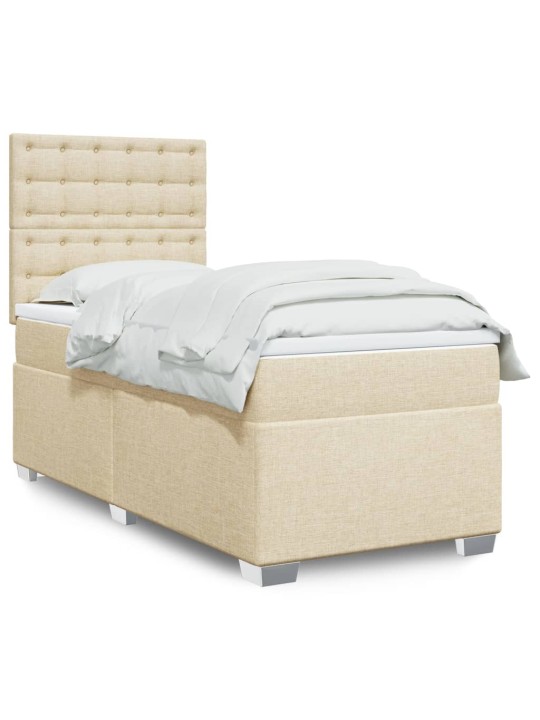 Box spring postel s matrací krémová 90x200 cm textil