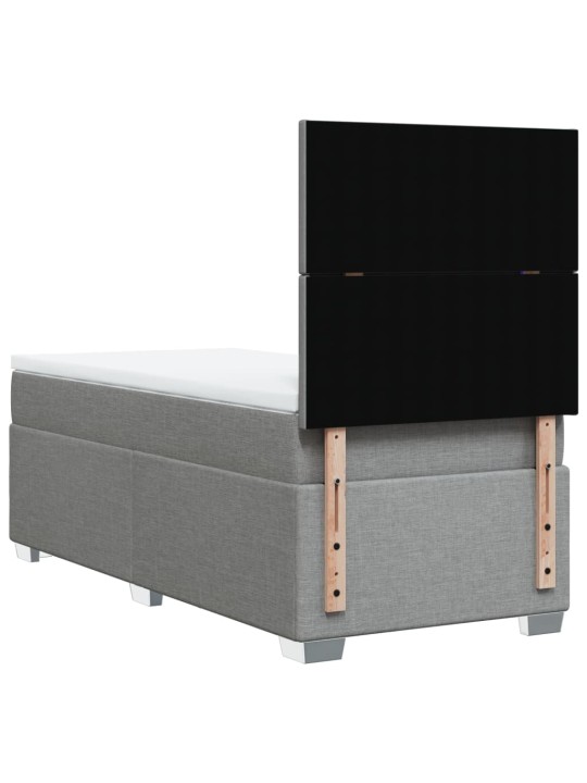 Box spring postel s matrací světle šedý 100 x 200 cm textil