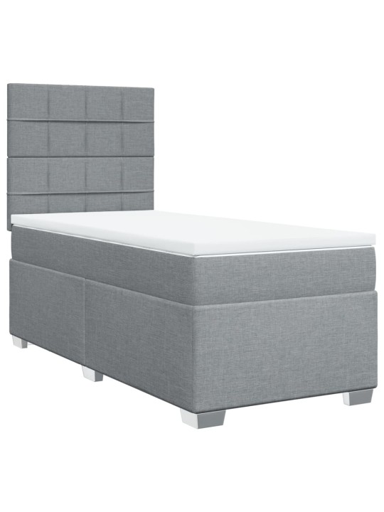 Box spring postel s matrací světle šedý 100 x 200 cm textil