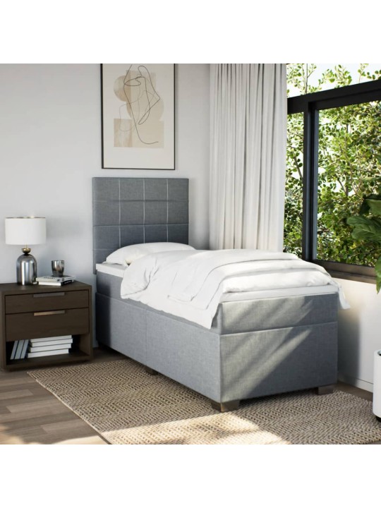 Box spring postel s matrací světle šedý 100 x 200 cm textil